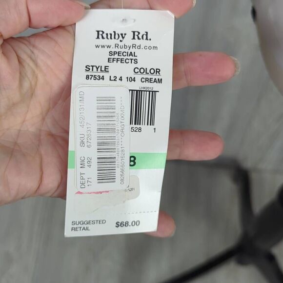 Brand New Ruby Road Women’s Size 8 Cream Peacoat Jacket Stretch Black Buttons - Picture 6 of 7